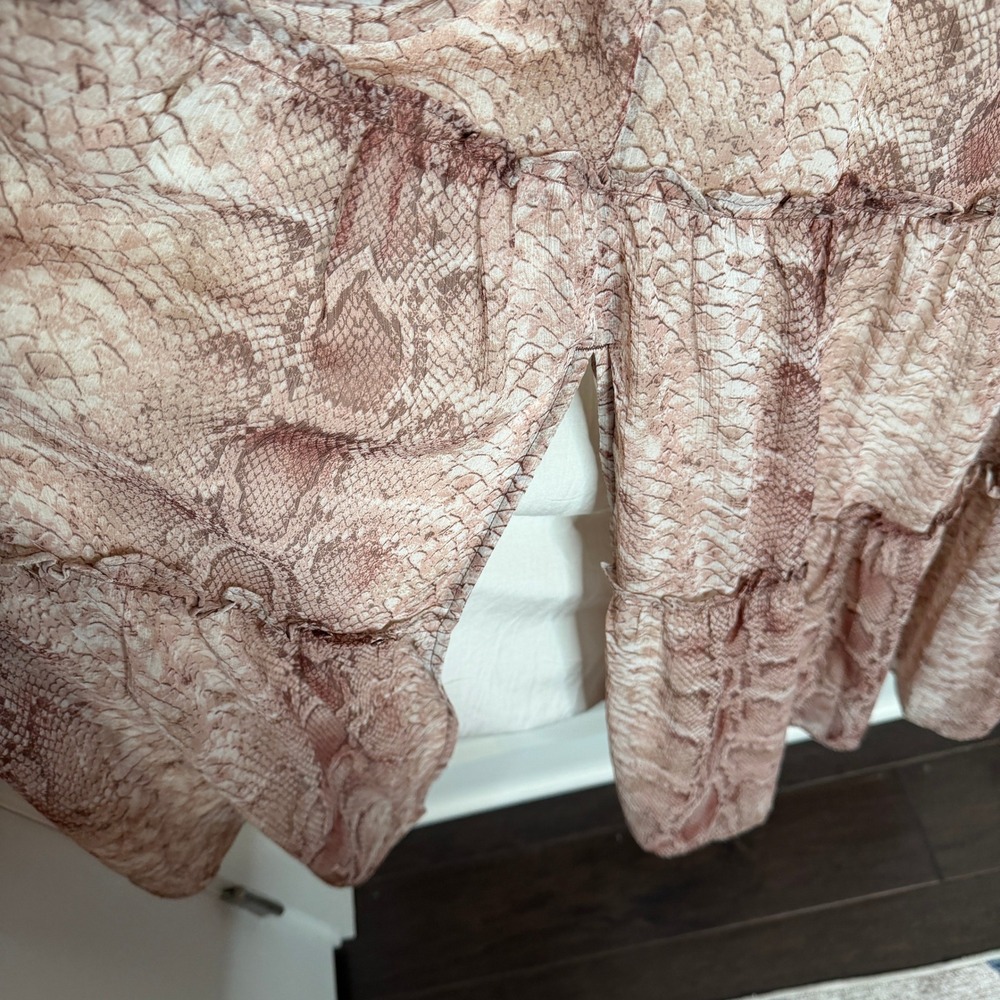 Anthropologie Snake Print Tiered Maxi Dress Flutter Sleeve V Neck Size Large NWT - Picture 11 of 16